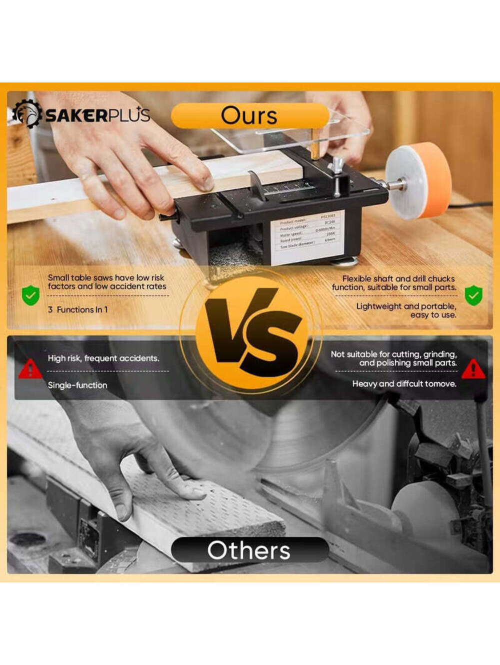 SakerPlus Mini Table Saw, 120pcs Multifunctional Portable All-in-one Machine